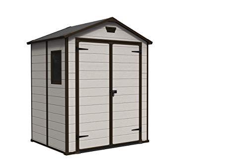Keter Manor Outdoor Plastic Garden Storage Shed, Beige, 6 x...