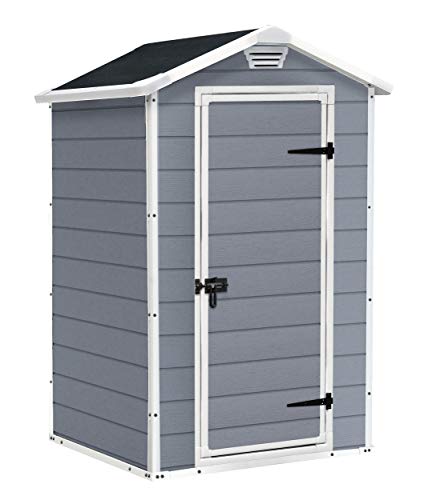 Keter Manor Outdoor Plastic Garden Storage Shed, Grey, 4 x 3...