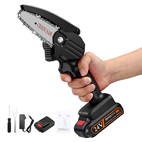 APROTII Mini Chainsaw, 4-Inch 24V Cordless Electric Portable...
