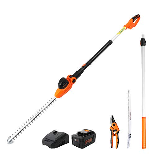 GARCARE Cordless Pole Hedge Trimmer - 20V Battery Electric...