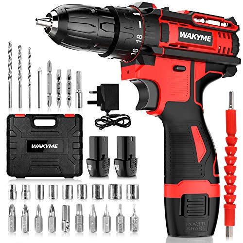 Cordless Drill Driver, WAKYME 12.6V Power Drill 30Nm, 8+3...