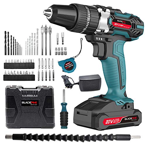Blackpine 20V Cordless Drill with Impact Function 2000mAh...