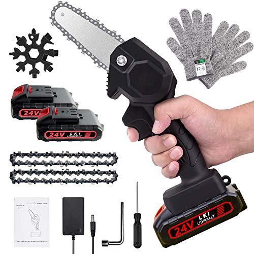 Mini Chainsaw, 4-Inch Rechargeable Mini Lithium Chainsaw...