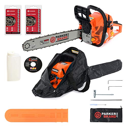 62CC 20' PETROL CHAINSAW + 2 x CHAINS - CARRY BAG - BAR...