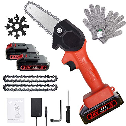 Mini Chainsaw, 4-Inch Rechargeable Mini Lithium Chainsaw...